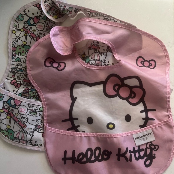 Used Bumkins Hello Kitty Silicone Grip Dish and two bibs. - Picture 4 of 5